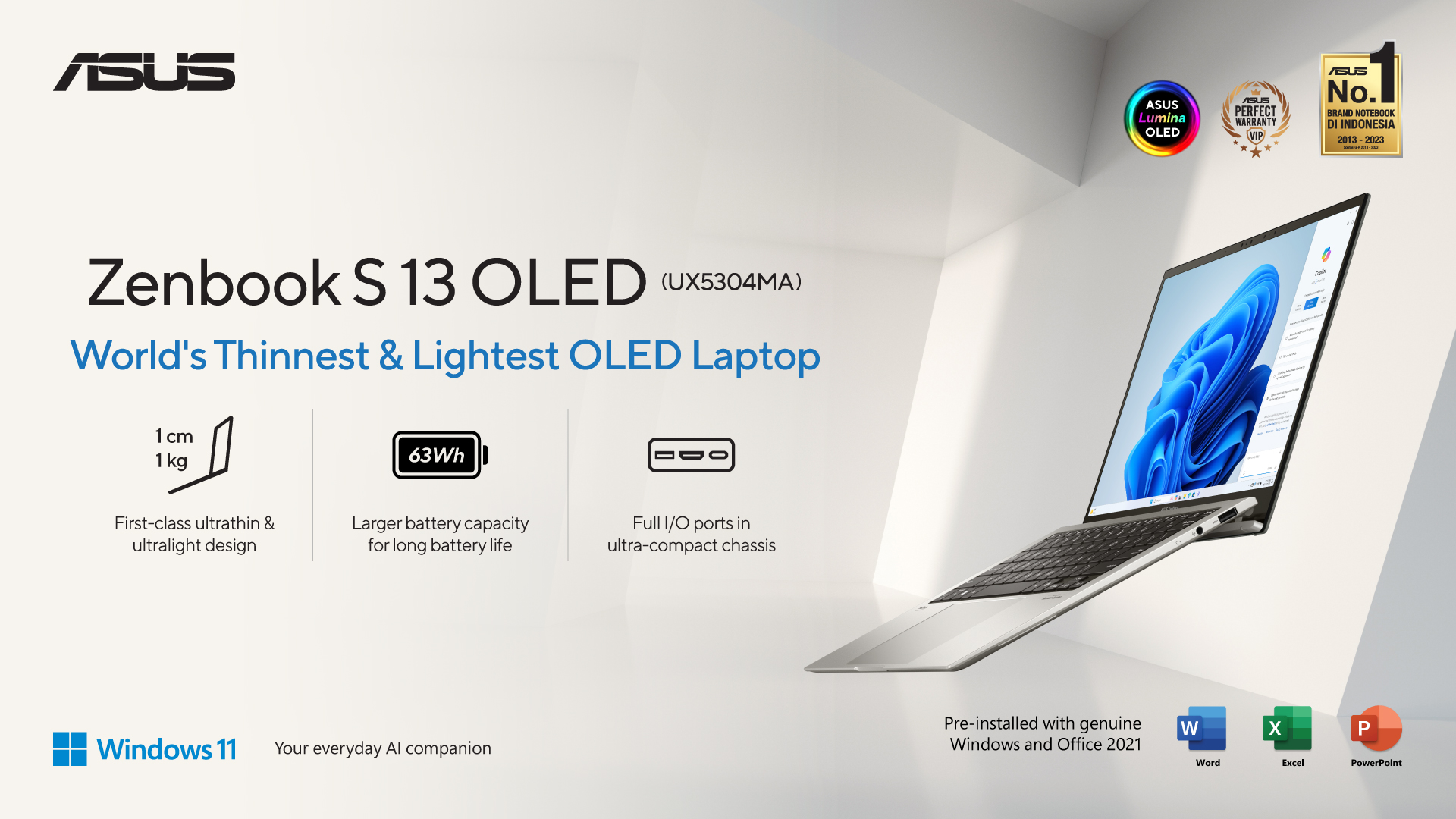 Zenbook S13 OLED UX5304: Desain Stylish dan Ramah Lingkungan dari ASUS